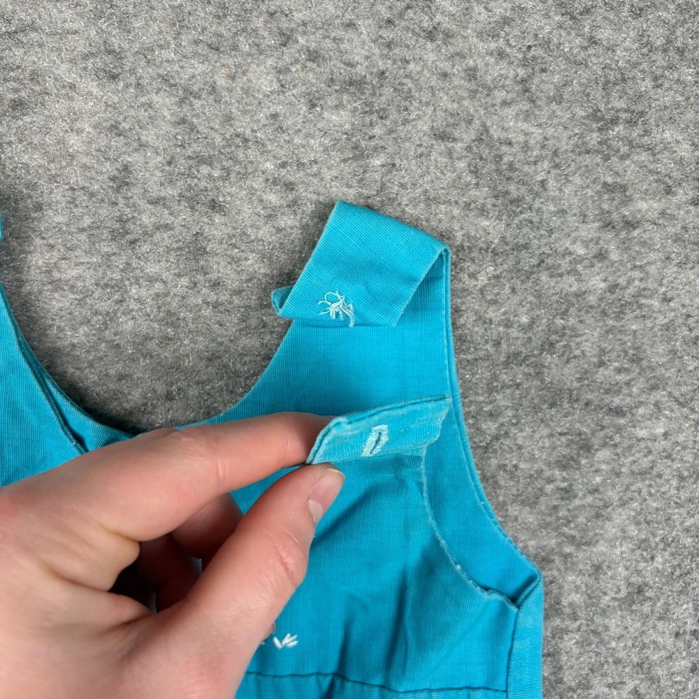 Romper Baby Teal Blue Hello World Stork Embroidery Vintage Surf Preppy 80s 90s - Picture 5 of 10